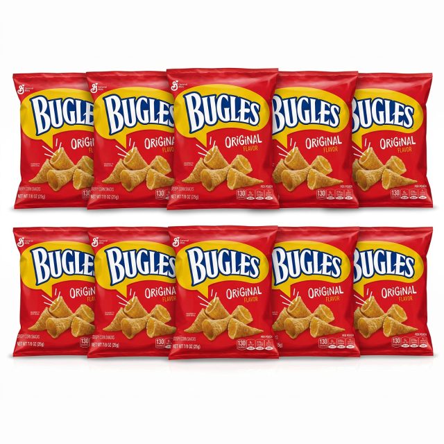 Bugles Original Corn Snacks 10 Pack, 0.88 oz Individual Bags Crispy Crunchy Snack Packs