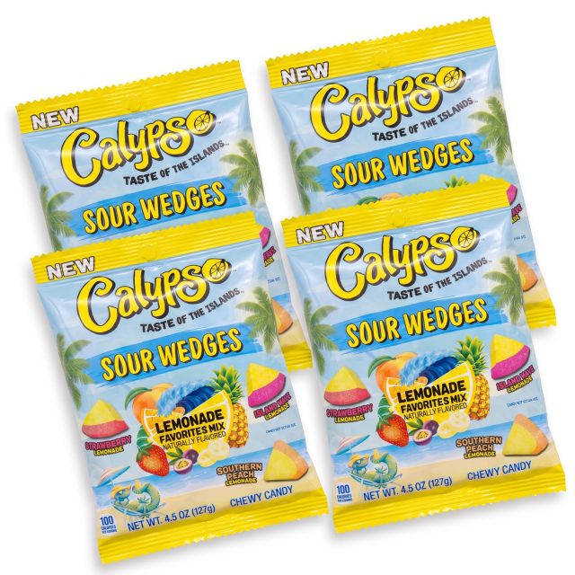 Calypso Sour Wedges Chewy Candy, 4 Pack, Lemonade Favorites Mix