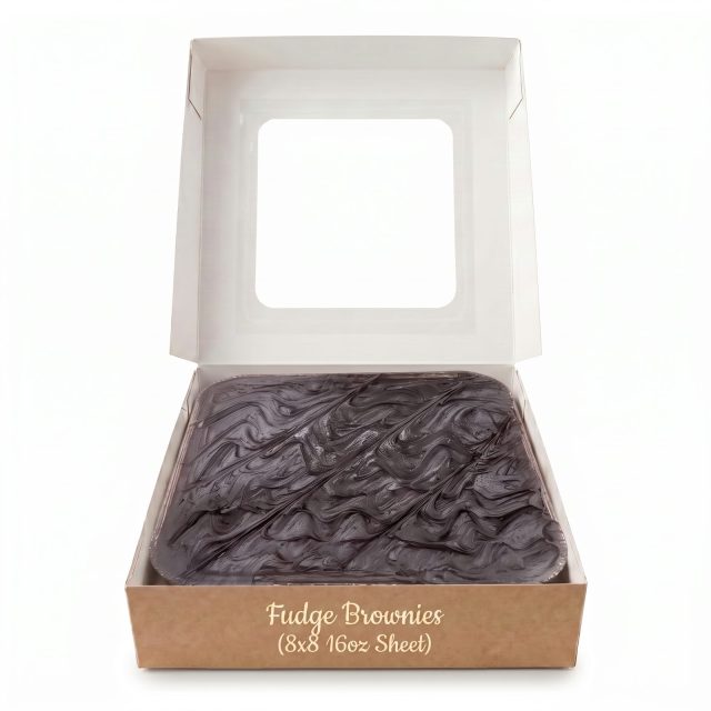 Carlotta's Bakery Fudge Brownies, 16 oz, 8x8 Inch Sheet, Moist Chocolate Brownies with Rich Fudge Icing Topping, Boxed Dessert