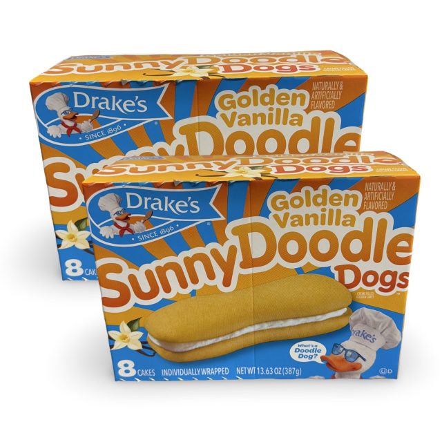 Drake's Limited Edition Devil Dogs – 2 Boxes | Sunny Doodle Vanilla Cream Snack Cake Sandwiches