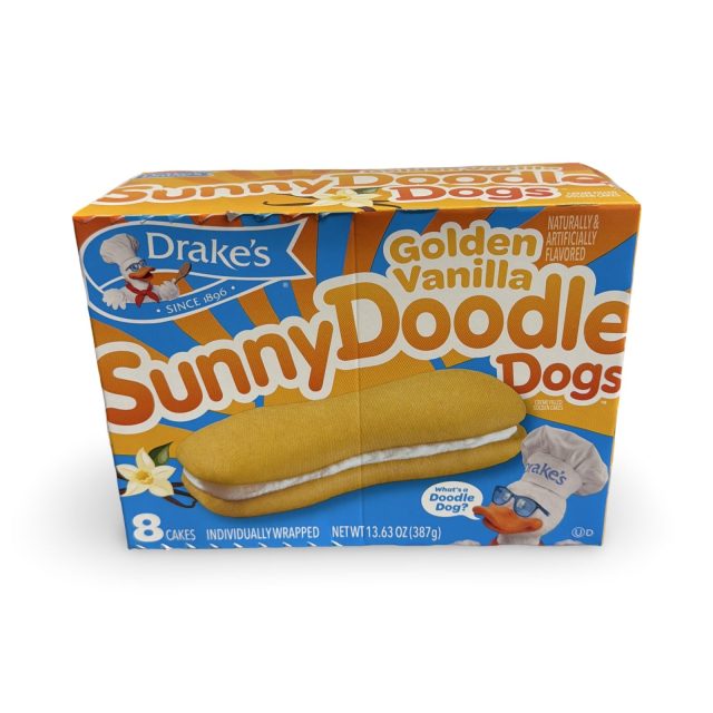 Drake's Snack Cakes Multipack Box, Golden Vanilla Sunny Doodle Dogs, 8 Count Box
