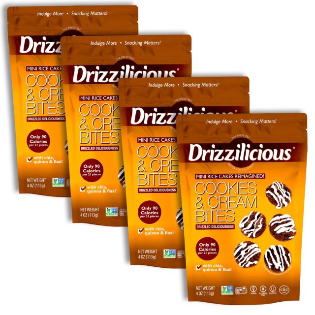 Drizzilicious Mini Rice Cake Bites, Cookies N Cream | 4 Bags