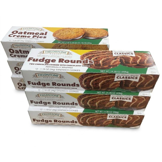 Fieldstone Bakery Variety Pack, Cookie Sandwhich Collection | 3 Boxes of Oatmeal Cream Pies & 3 Boxes of Fudge Rounds