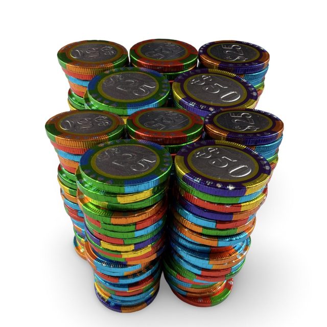 Foil-Wrapped Chocolate Casino Chips – Mixed Denominations | Approx. 200