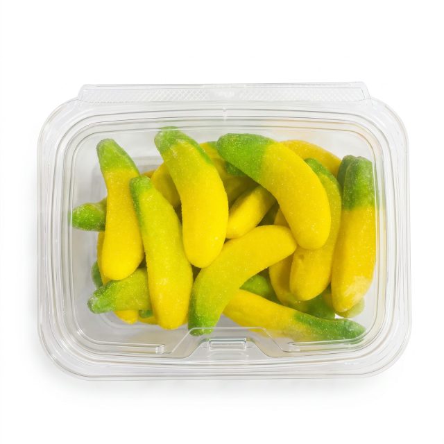 Fruit Flavored and Shaped Gummies, Swedish Jelly Filled Banana, 1 lb. Tub
