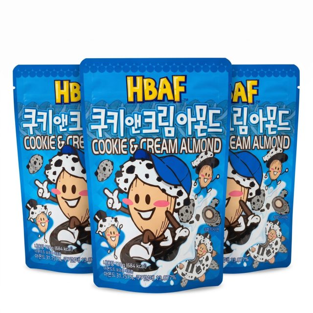 HBAF Korean Imported Exotic Coated Almonds,  3 Pack | Cookie & Cream