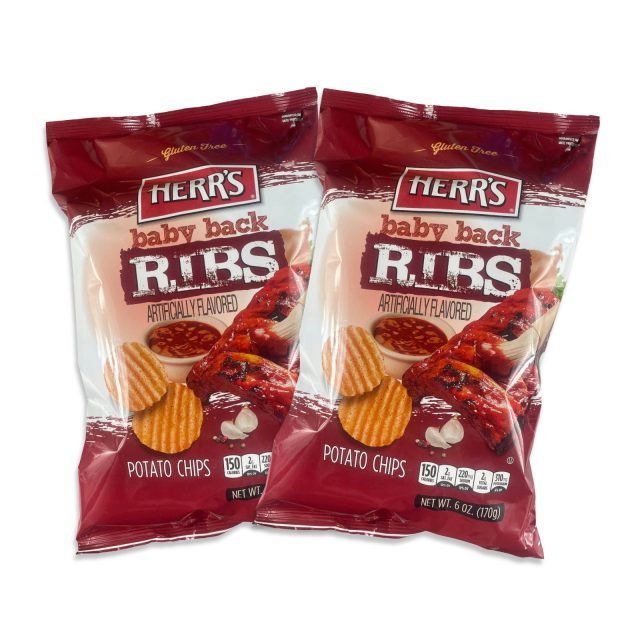 Herr's Bold Flavored Potato Chips 6 oz Bags, 2 Pack | Baby Back Ribs