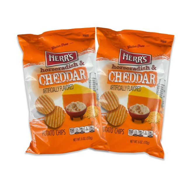 Herr's Bold Flavored Potato Chips 6 oz Bags, 2 Pack | Horseradish & Cheddar