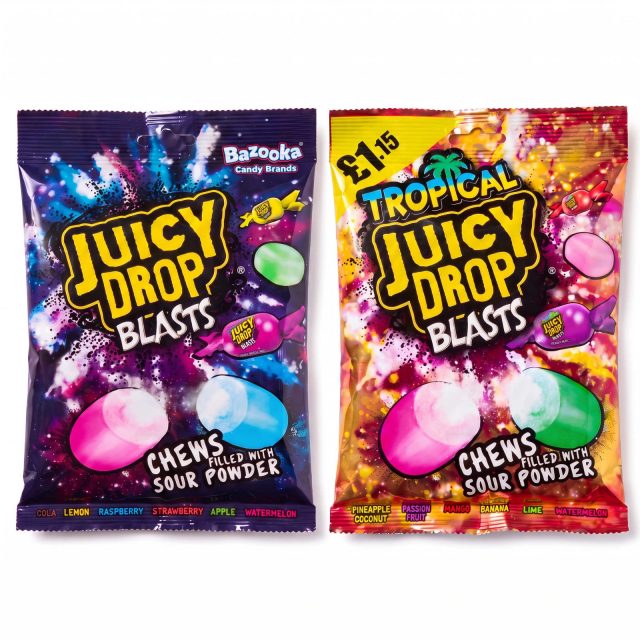 Juicy Drop UK Imported Candy | Tropical and Classic Juicy Drop Blasts, 120g, 1 of Each