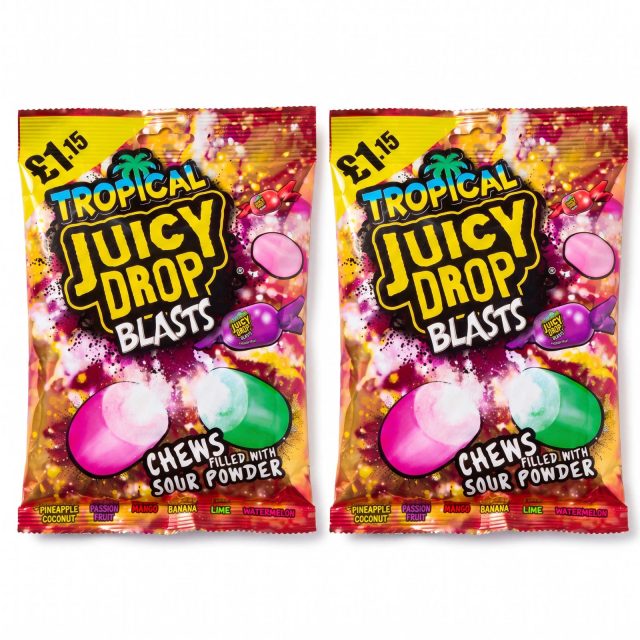 Juicy Drop UK Imported Candy | Tropical Juicy Drop Blasts, 120g, 2 Bags