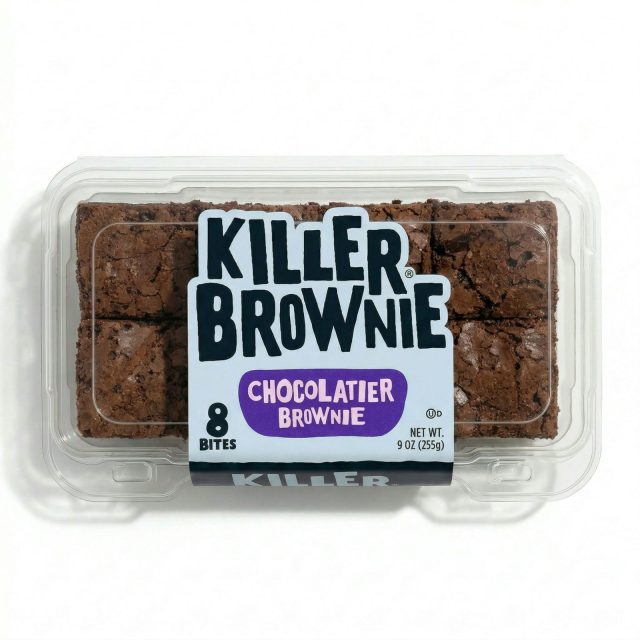 Killer Brownie Chocolatier Brownie Bites, 9oz Tray (8 Bites) - Rich Chocolate Chip, Fudgy Gourmet Brownies