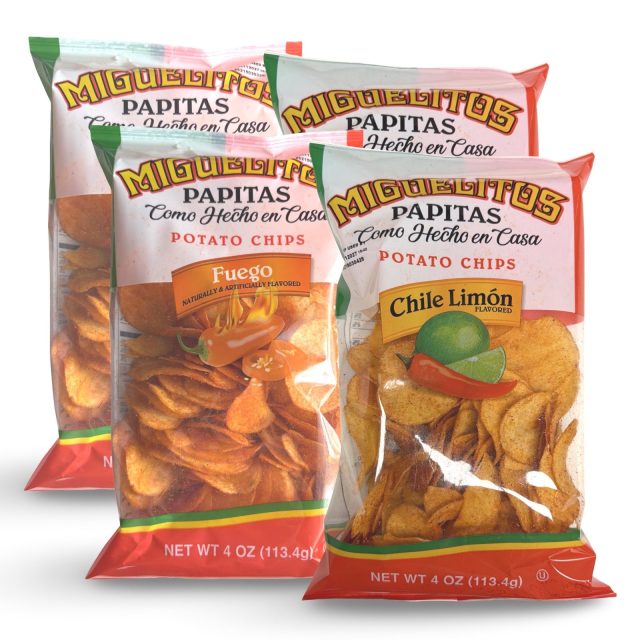Miguelitos Papitas Potato Chips – Chile Limon & Fuego, 4 Bags | 2 Each Flavor