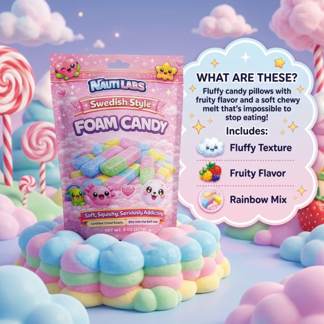 Nauti Labs Experimental Candy | Swedish Style Foam Candy - 8 oz Bag