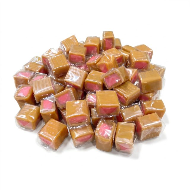 Nostalgic Limited-Batch Caramel Squares, 1 lb Container | Milk Strawberry