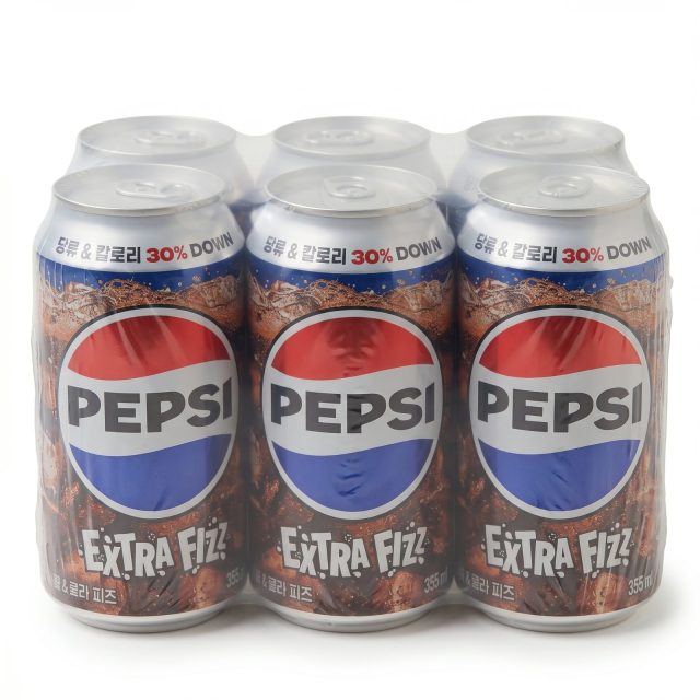 Pepsi Extra Fizz from Korea, 6 Pack, 355 mL Cans, 30% Less Sugar & Calories, Extra Carbonation, Limited Supply