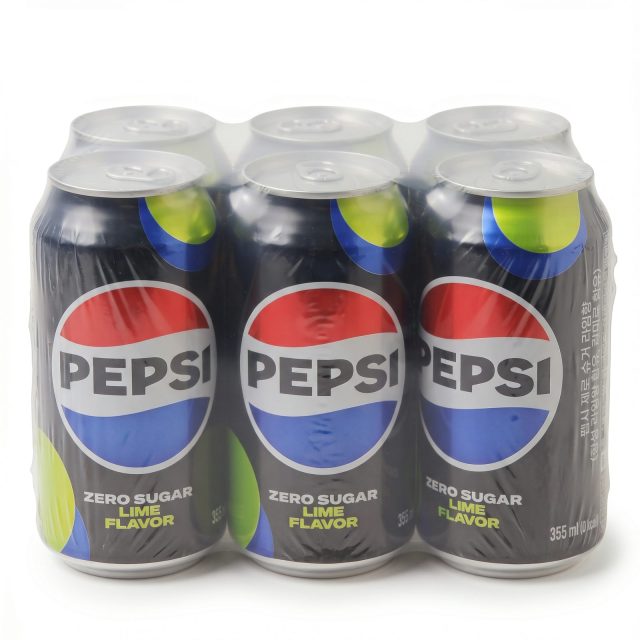 Pepsi Zero Sugar Lime Soda, Imported from South Korea, 6 Pack, 355 mL Cans, Refreshing Citrus Cola
