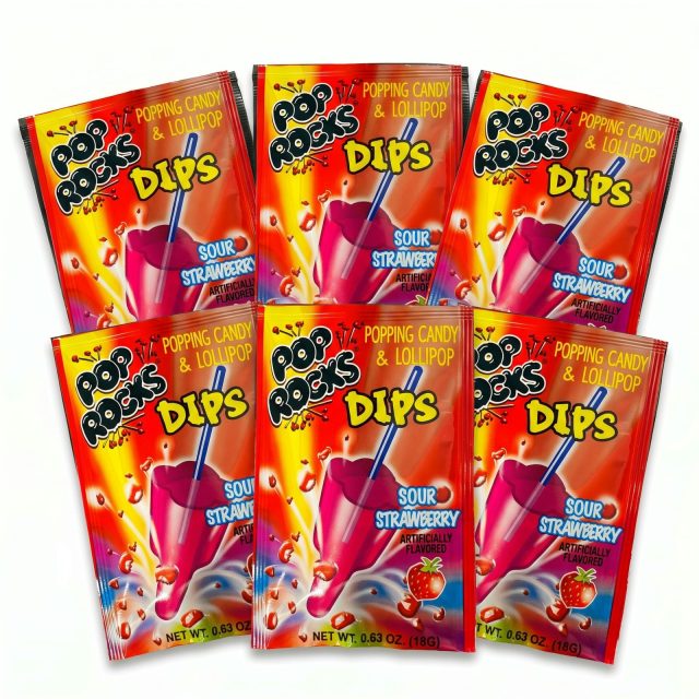 Pop Rocks Popping Candy, Gum & Dips 6 Pack | Dips Sour Strawberry