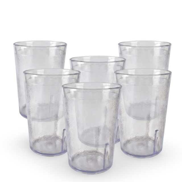 Retro Casual Restaurant Tumblers – 6 Pack | Clear, 12.6 Ounce