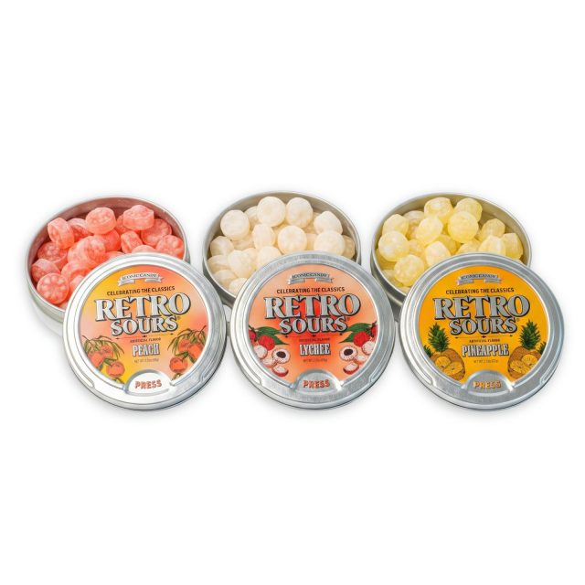 Retro Sours NEW Flavor Trio | Peach, Lychee & Pineapple Sour Hard Candy | 3 Pack