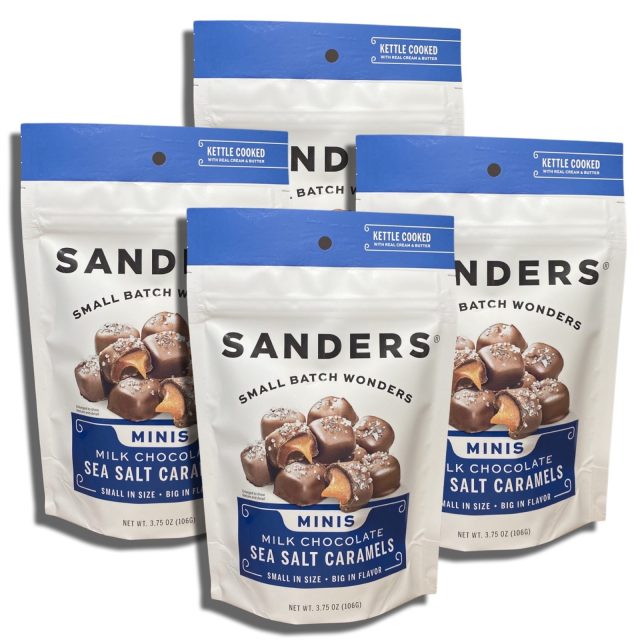 Sanders Small Batch Mini Milk Chocolate Sea Salt Caramels | 3.75 Oz, 4 Pack