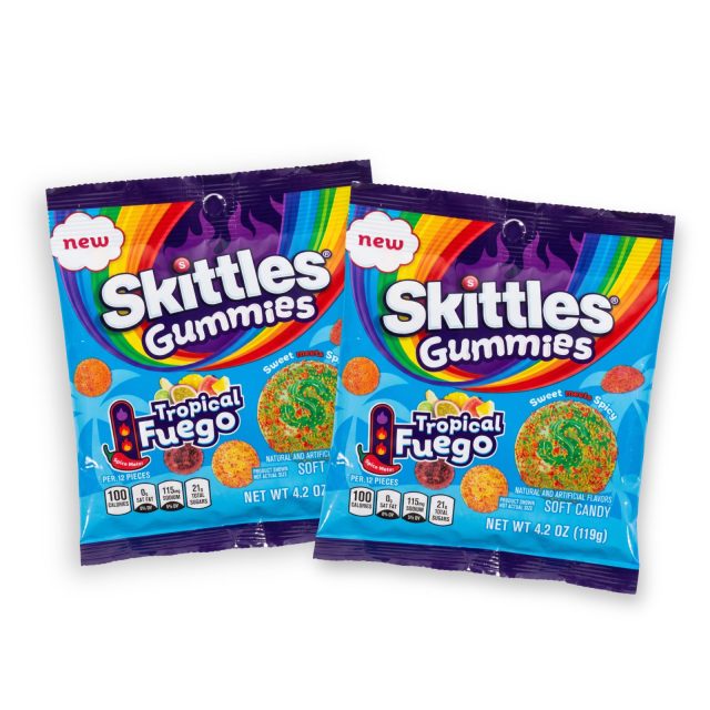 SKITTLES Gummies Tropical Fuego 2 Pack | Sweet & Spicy Tropical Gummy Candy | 4.2 oz Bags