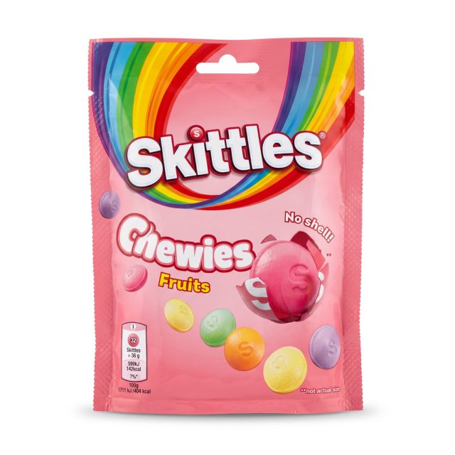 Skittles UK Imports, Chewies Fruits No Shell, 137 gm Bag