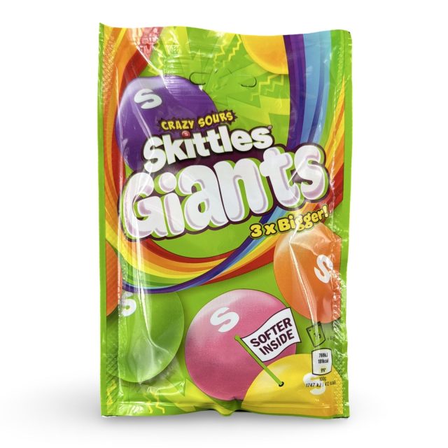 Skittles UK Imports, Giants 3x Bigger, Crazy Sours 132 gm bag