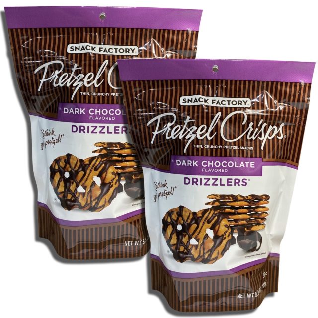Snack Factory Dark Chocolate Pretzel Crisps Drizzlers 5.5 Ounce, 2 Packs