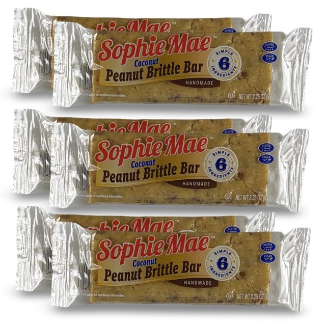 Sophie Mae Coconut Peanut Brittle Bars, 6 Count (2.25 oz Each) Made with 6 Simple Ingredients