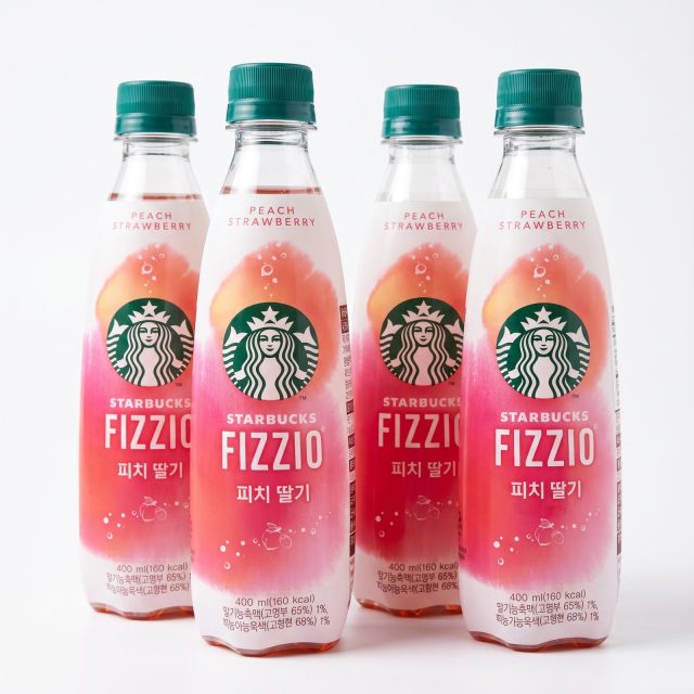 Starbucks Fizzio Korean Import Sparkling Drinks, 4 Pack | Peach Strawberry