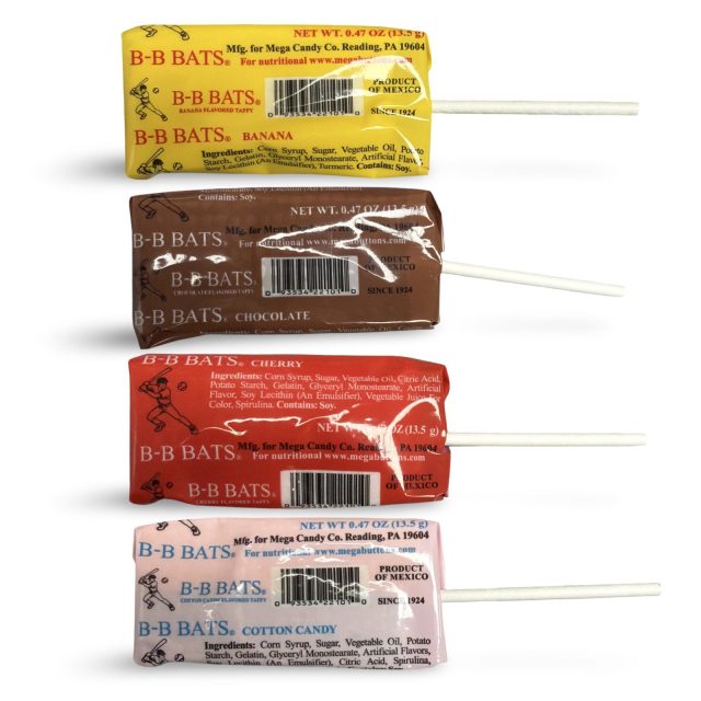 Stichler Classic Chews Nostalgic Candy – 1 lb | B-B Bats Lollipops (Cherry, Banana, Cotton Candy and Chocolate)
