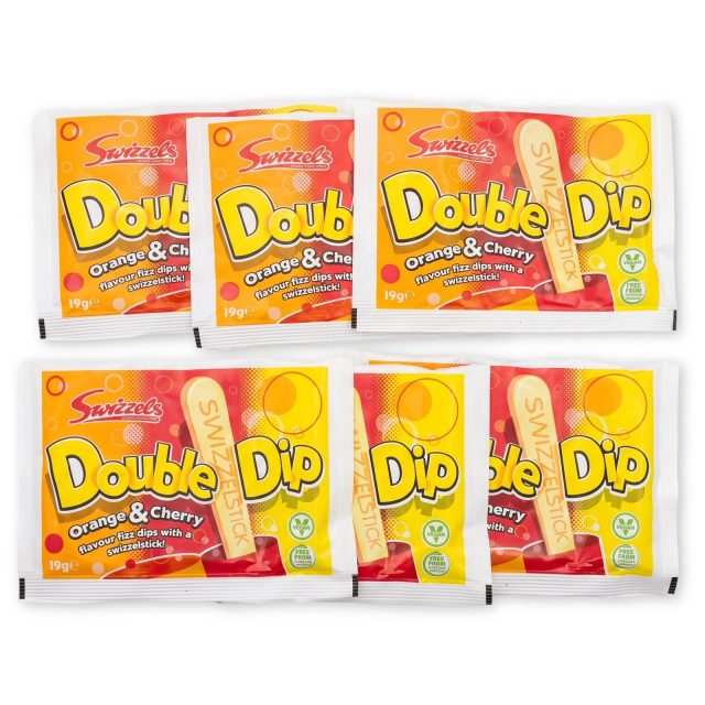 Swizzels Double Dip UK Imported Candy | Orange & Cherry Fizzy Dip, 6 Pack