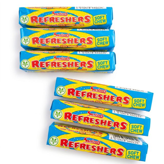 Swizzels Refreshers UK Imported Candy | Lemon Flavor 45g Sticks, 6 Pack