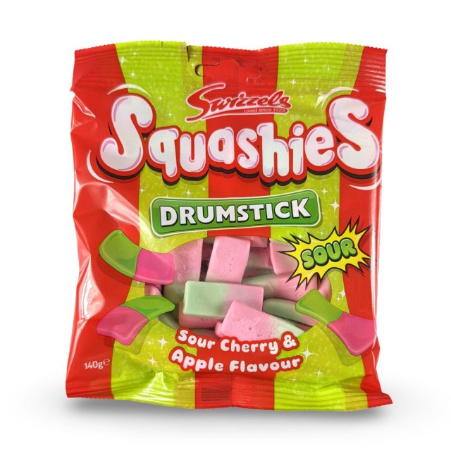 Swizzels Squashies Drumstick Imported Candy – 100 g Bag | Sour Cherry & Apple