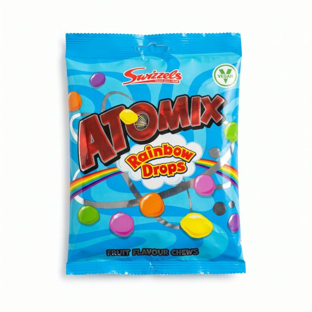 Swizzels UK Imported Candy | Atomix Rainbow Drops 110g Bag