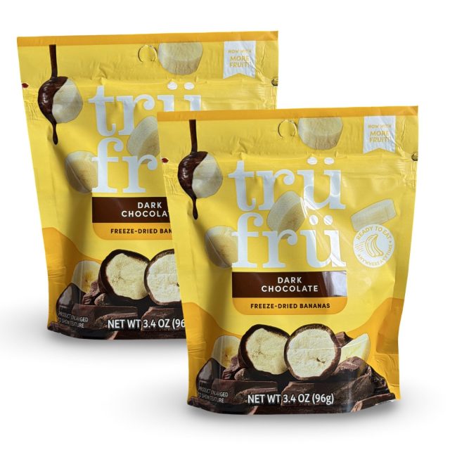 Tru Fru Chocolate & Creme Covered Real Fruit – 2 Pack (3.4 oz Each) | Bananas in Dark Chocolate