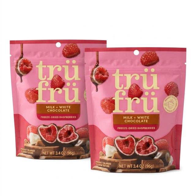 Tru Fru Chocolate & Creme Covered Real Fruit – 2 Pack (3.4 oz Each) | Milk & White Chocolate Raspberries