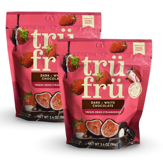 Tru Fru Chocolate & Creme Covered Real Fruit – 2 Pack (3.4 oz Each) | Strawberries White/Dark Chocolate