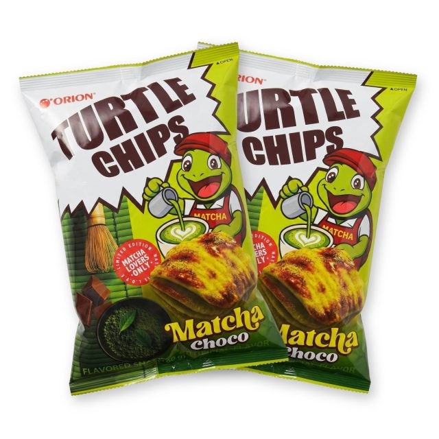 Turtle Chips Korean 4-Layer Crispy Snack Chips, 2 Pack | Matcha Choco